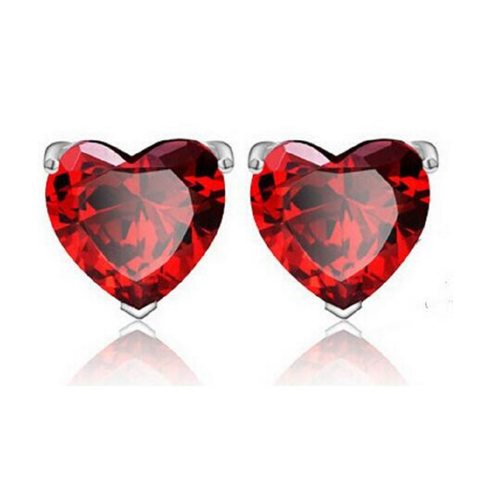 Fifth Avenue Delicate Ruby Red Heart Stud Earrings